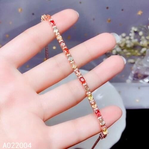 KJJEAXCMY Fine Jewelry 925 Sterling Silver inlaid colored sapphire women hand bracelet trendy support detection