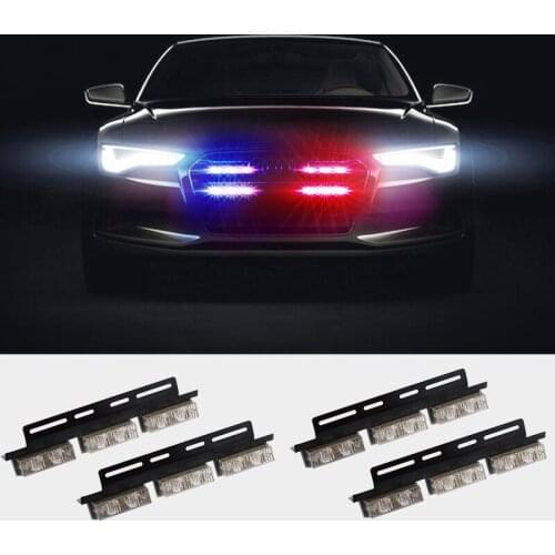 Red and blue flash lights in the car towed four medium flash LED warning Flashlight lights