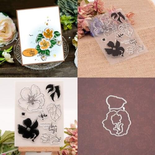 Love Flower Seal Stamp with Cutting Dies Stencil DIY Scrapbooking Embossing Photo Album Decor Paper Card Craft