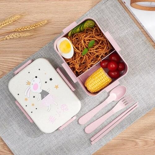 MICCK Healthy Microwave Cartoon Lunch Box For Kids Cute Seal Bento Box Portable Food Container Dinnerware Office School