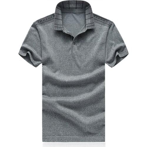 Middle-aged Mens Man Shirt Summer Clothes Short Sleeve Camisa Gola Polo Silk Cotton Solid Tops Plus Size 4XL 5XL 6XL 8720