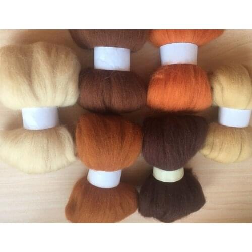 WFPFBEC 60g wool for felting needle wool roving 10g each color total 6 colors merino wool fiber doll kit