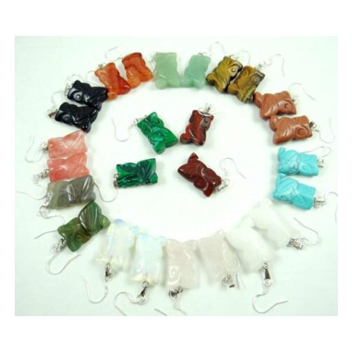 Natural stone Turquoises Quartz Crystal tiger eye Opal owl earring pendant for diy Jewelry making earring Accessories