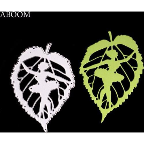 ABOOM New Kawaii Leaf Girl DIY Metal Cutting Dies Scrapbooking For Paper Making Supplies Embossing Stencils Die Cut Dies Folder