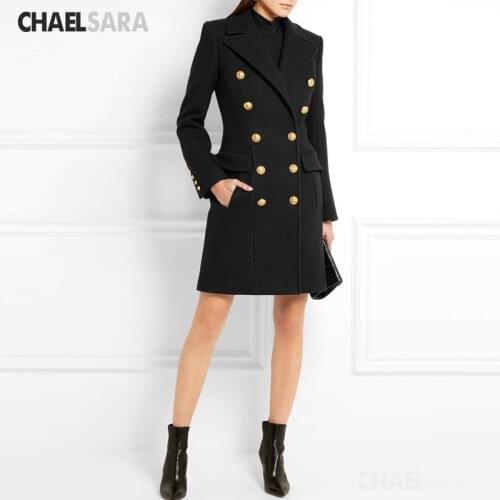 Autumn Winter Coat Women 2020 Elegant Wool Solid Coat Female Casual Double Breasted Long Coat Ladies