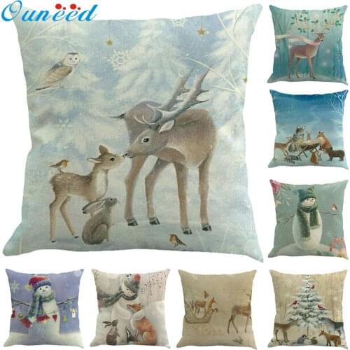 Ouneed Cushion Cover cure Snowman animal prints waist Pillow cover Christmas Office Home Decor animeative cojines drop ship 2021
