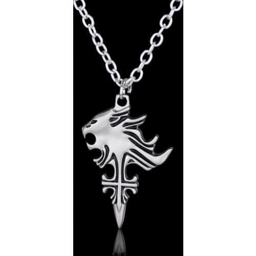 Final Fantasy VIII Necklace Sleeping Lion Heart Griever Squall Leonhart Lion Head Necklaces Pendants Fashion Game Jewelry#281373