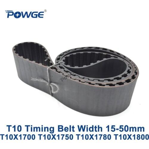 POWGE T10 Synchronous timing belt C=1700/1750/1780/1800 Width 15/20/25/30/40/50mm Rubber T10X1700 T10X1750 T10X1780 T10X1800