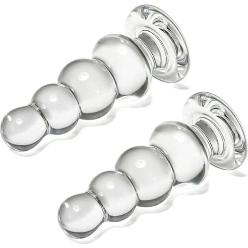 Transparent Crystal Glass Anal Beads Adults Toys Female Masturbation Butt Plugs Vaginal Massage Anal Dilator Sex Toys For Women