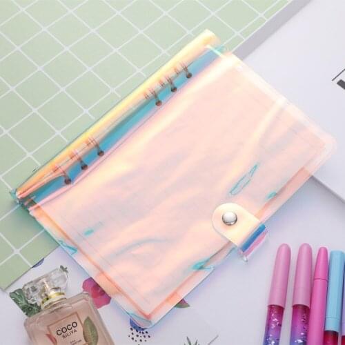 Transparent w26 PVC Rainbow Shell Glitter n24 n72 Diary Clip School Cute Laser A5 A6 Notebook Diary