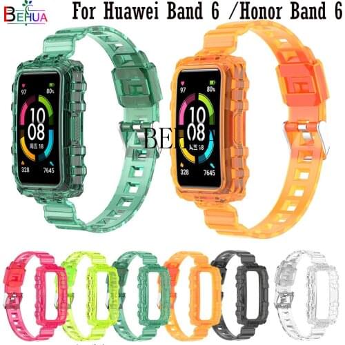 BEHUA Strap For Huawei Band 6 Watchband For Huawei Honor Band 6 SmartWatch Wristband Sport Replacement Clear Wrist Bracelet belt