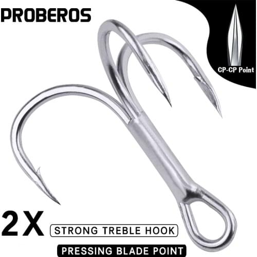 PROBEROS 50pcs/lot Saltwater Fishing Hooks Treble Hooks 2#-4#-6#-8#-10#-12#-14# High-Carbon Steel Fishhooks High Strength Hooks