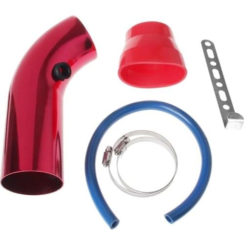 Universal 76mm 3" Car Cold Red Air Intake Induction Pipe Kit Filter Tube System