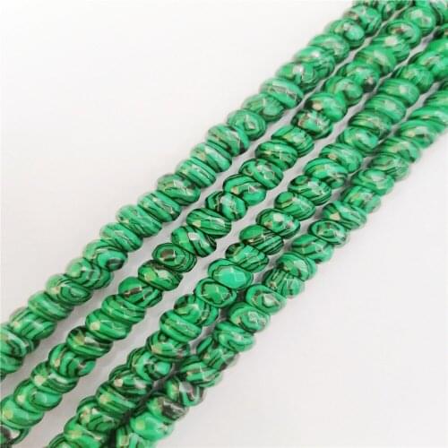 1 Strand 5x8mm Green And Black Malachite Facet Wheel Loose Beads DIY Fashion Jeawelry Making Accessories Unisex 15.5"