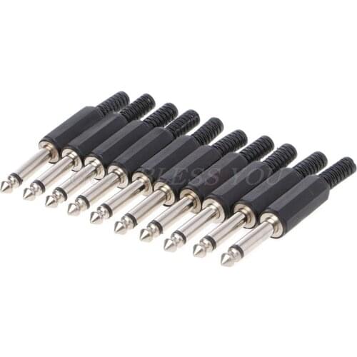 10 Pcs 6.35mm Male 1/4" Mono Jack Audio Plug Connector Jack Adapter Drop Shipping