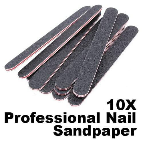 10PCS Sanding Nail File Nail Art Buffer Salon Glitter Tools Sandpaper