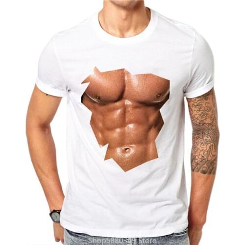 2020 New Big Boobs Sexy Stomach Six Pack Abs Model T-Shirt Funny High Quality Men T-shirts Harajuku Funny T-shirt
