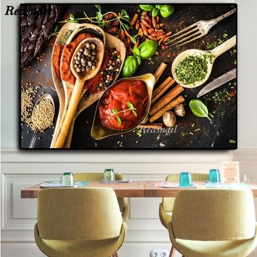 DIY Diamond painting puzzle 5D Full Drill mosaic Diamonds Embroidery food Grains Spices Spoon and Forks Kitchen decor EE873