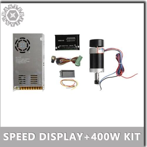 Driver Speed Display+NEW DC 400W/0.4KW ER11 55MM Brushless CNC Spindle Motor+DC20-50V Stepper Motor Driver+DC48V Power Supply