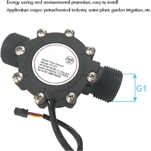 DN25 Water Flow Sensor Switch Flow Meter Flowmeter Counter 1-100L/min Industrial Flowmeter for Water Dispenser, Air Conditioner