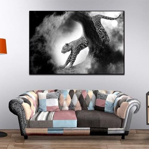 HD Cheetah Leopard Nordic Posters and Prints Black White Animal Wall Art Canvas Painting Wall Picture for Living Room Home Decor