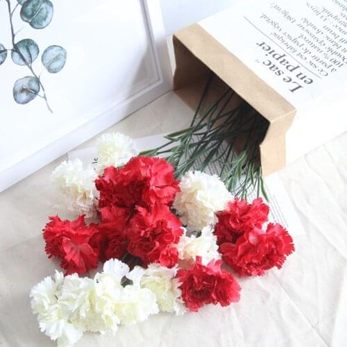 Artificial Fake Flower Carnations Floral Wedding Bouquet Party Home Decor Garden Plant Desk Decor Hand-Holding Flower Home Decor
