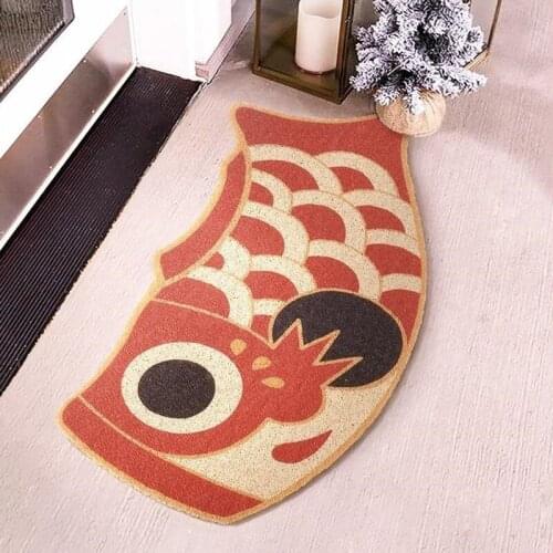 Carp Streamer Home Doormat Living Room Kitchen Bath Entrance Door Mat PVC Non-slip Dustproof Silk Loop Rug Custom Hallway Carpet