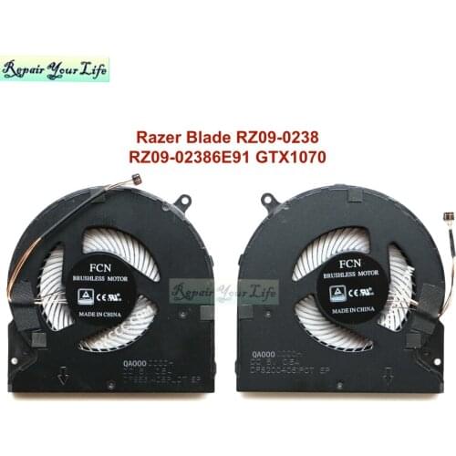 Laptop CPU GPU Cooling fans For Razer Blade 15 RZ09-0238 RZ09-02386E91 2019 Notebook PC Cooler Fan radiator GTX 1070 DC 5V 0.5A