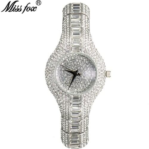 MISSFOX Wrist Watches For Women Silver Color Dress Elegant Ladies Watch Waterproof Female Jewelry Prezent For Lover Quartz Clock