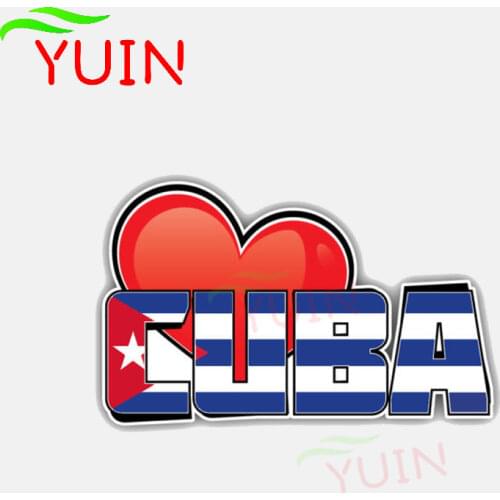 Fashion Creative Car Sticker Cuba Heart Flag Decal PVC Decorative Cars Accessories Waterproof Sunscreen Decals 11cm*7cm