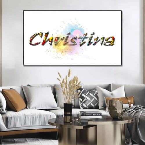 Nordic Letter Personalised Custom Name Canvas Poster Alphabet Chart Wall Art Painting For Living Room Home Decor Gift Cuadros