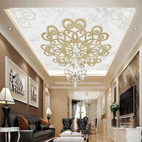 Custom 3D Mural European Style Marble Texture 3D Stereo Relief Ceiling Wallpaper For Living Room Hotel Restaurant Luxury Fresco