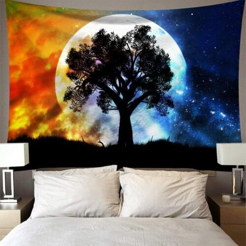 Wall Decor Tree Tapestry Star Moon Background Fantasy Psychedelic Scene Aesthetic Room Decor Walls Hanging Carpet