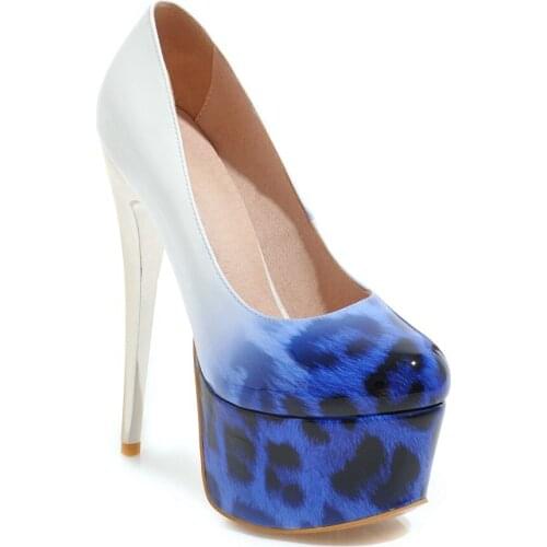 The new 2018 color matching leopard ultra-high with waterproof Taiwan sexy club 33-48 code 1839 T single shoes