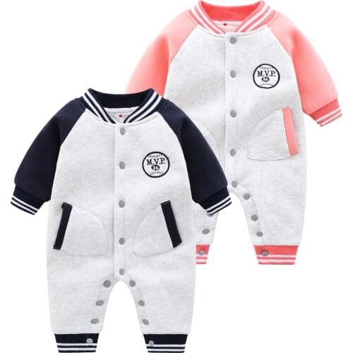 New 2021 childrens clothing autumn and winter men and women baby cotton long-sleeved baseball uniforms jumpsuits