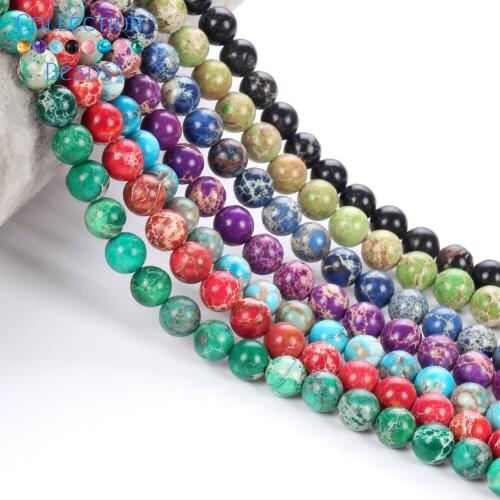 New Arrival Sea Sediment Jaspers Natural Stone Colorful Loose Round Shape Beads For Jewelry Making DIY Bracelets 15"