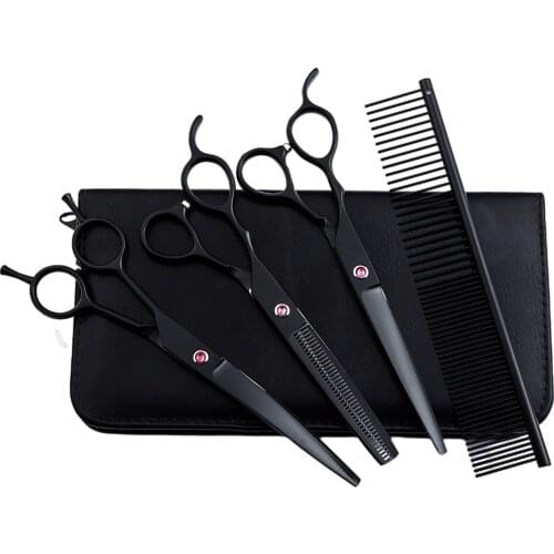7 Inch Black 9CR Stainless Steel Salon Hairdresser Barber Haircut Left Handed Hair Scissors Set