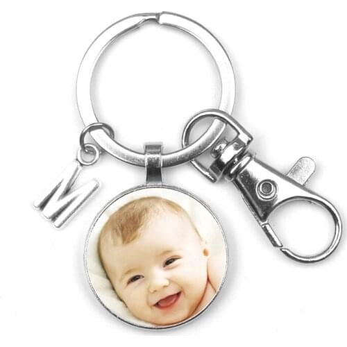Personalizeds pendant Photo letter Lobster buckle Baby Child Dad Family Portrait Keychain Mom Silvershaped Private Custom child