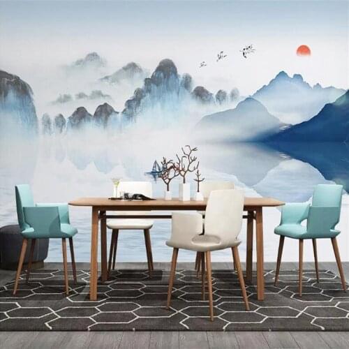 Custom 3D Mural Wallpaper Chinese Style Ink Mountain Water Landscape Photo Wall Decoration Painting Study Living Room Bedroom