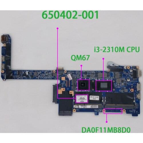 650402-001 w i3-2310M CPU DA0F11MB8D0 for HP ProBook 5330m Series Laptop Notebook PC Motherboard Mainboard Tested
