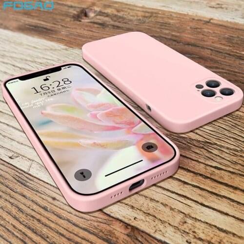 Lens Liquid Silicone Protection Camera Phone Case for 12 Mini 11 Pro Max XS X XR SE 2020 7 8 Plus Square Shockproof Full Cover