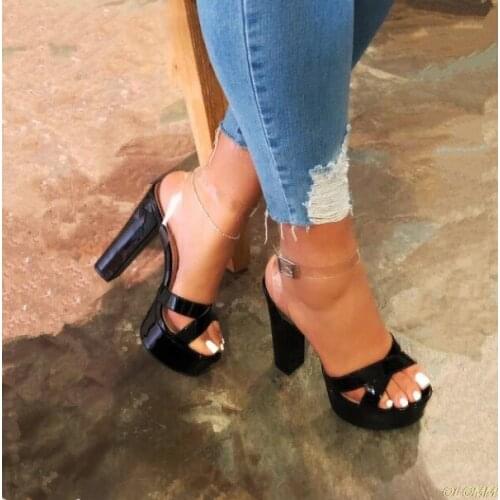 Spring/summer new 2020 new high-heeled candy color shoes sandals beach shoes outdoor casual fashion slippers cross PVC sandals