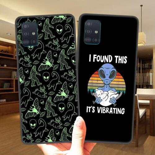 Cute Alien Space Black Silicone Case Cover For Samsung Galaxy A51 A71 A01 A10 A11 A21S A20 A30 A31 A40 A41 A50 A70 A8 Plus A9