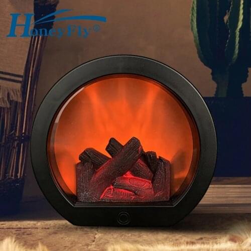 HoneyFly LED Flame Dynamic Lantern Lamp Portable Simulation Fireplace Flame Effect Night Table Light USB Battery Powered