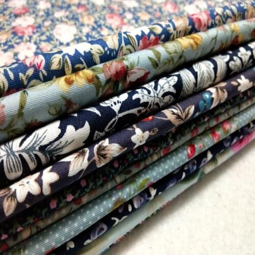 Royal 10 designs mix blue flower poplin fabric floral cotton fabric patchwork 24x23cm textile fabric Doll Cloth Deocration
