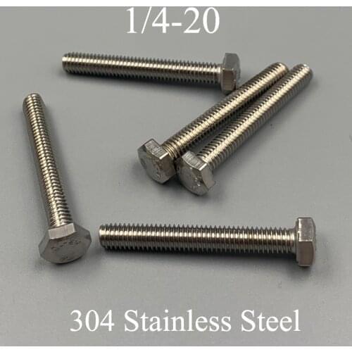 1/4-20*3/8 1/2 1 1-1/4 1-1/2 1-3/4 Inch Length 304 Stainless Steel US UNC Coarse Thread Screw External Hex Cap Head Hexagon Bolt