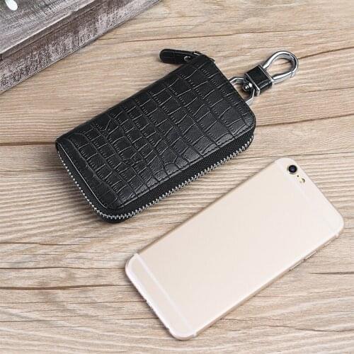 WILLIAMPOLO men High leather key wallet car key holder Alloy keyhook Keychain Organizer Ring Card Holder Purse 2019 new