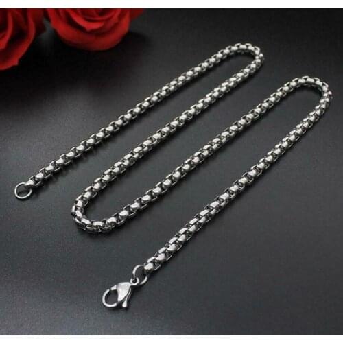 Jewelry Pendant Necklace Chain Stainless Steel Vintage Necklace Men Square Pearl Fashion Gift 3mm/4mm Thickness