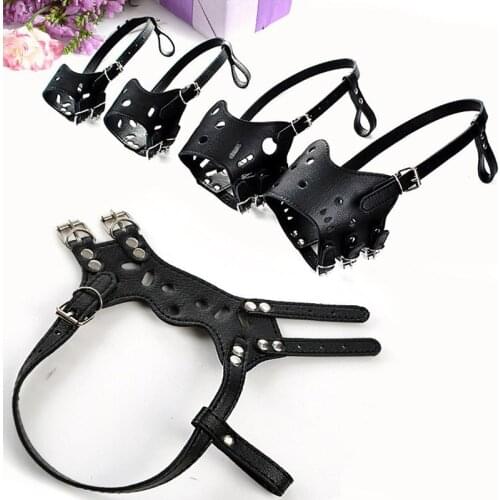 Dog Anti Bite Mouth Guard Covers Anti-barking Muzzle Pet Bite Proof Mask PU Leather Anti-Bite Dog Mouth Cover Pet supplies