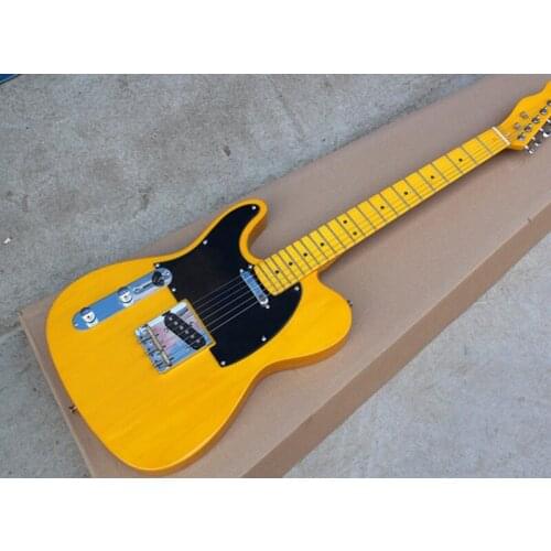 Yellow backhand guitar, black shield, maple fingerboard, can be customized as required, free delivery